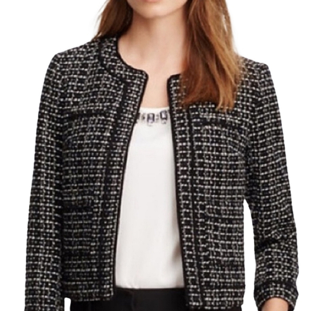 Ann Taylor Tweed Open Blazer